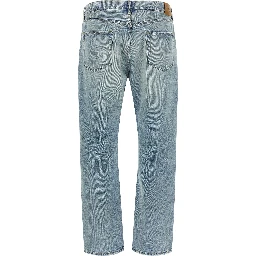 Blue Cotton Straight-Leg Jeans