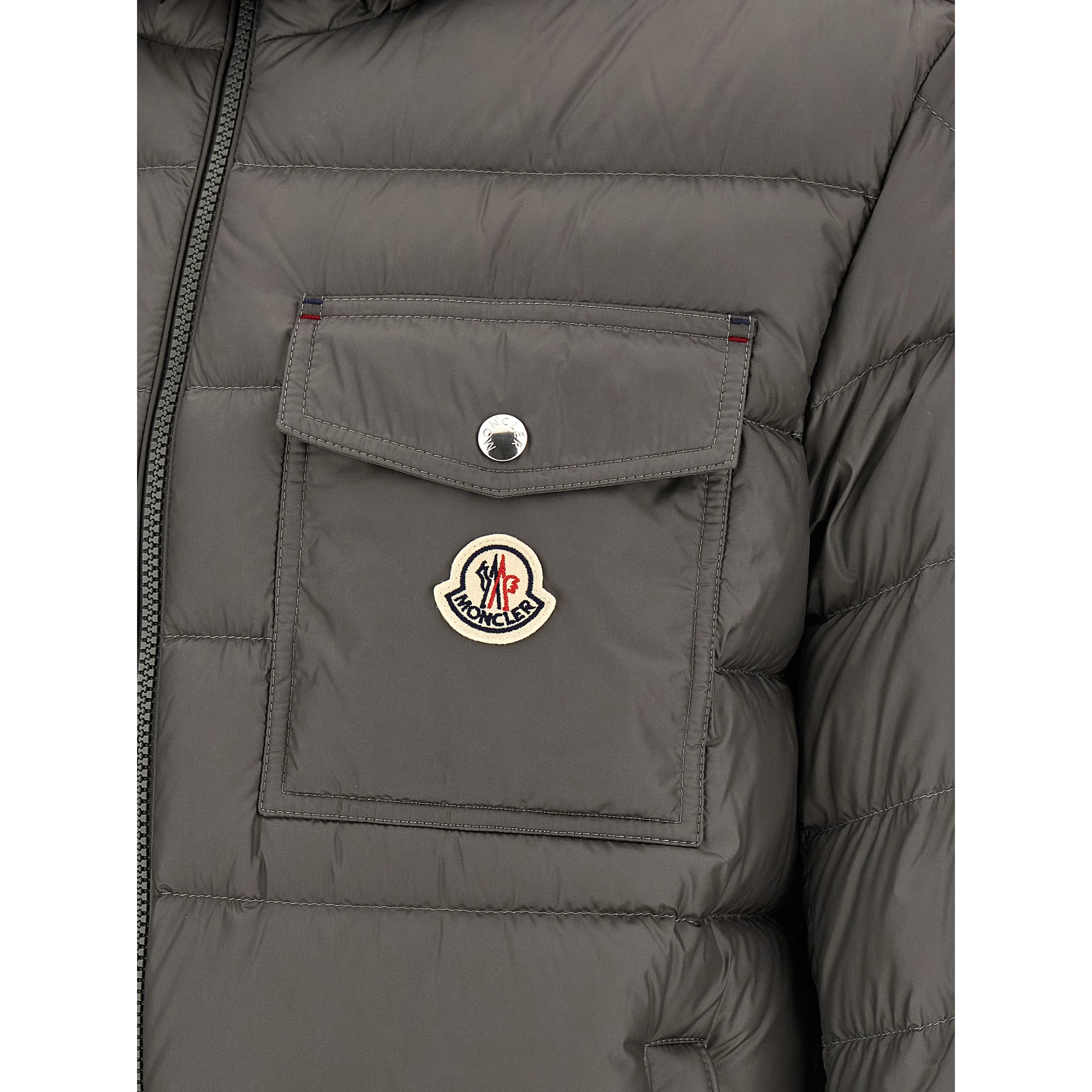 Gray Polyamide Full-Length Jacket