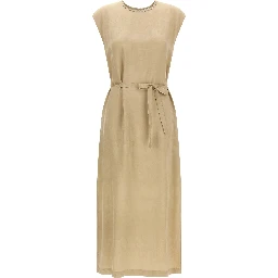 Beige Viscose Midi Dress