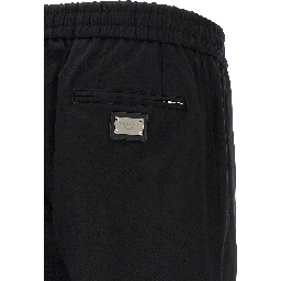Black Cotton Casual Pants
