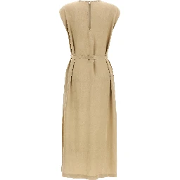 Beige Viscose Midi Dress