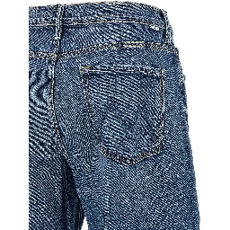 Blue Cotton Cropped Jeans