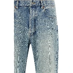 Blue Cotton Straight-Leg Jeans