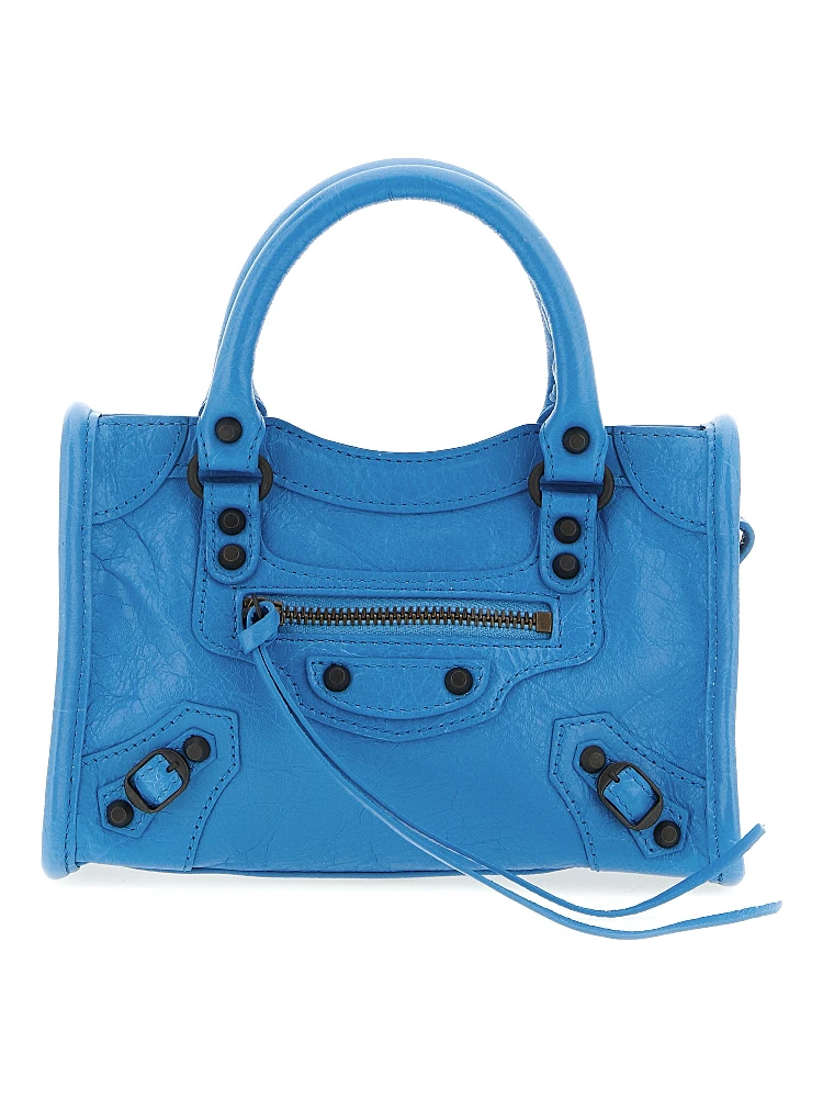 Blue Lamb Leather Handbag