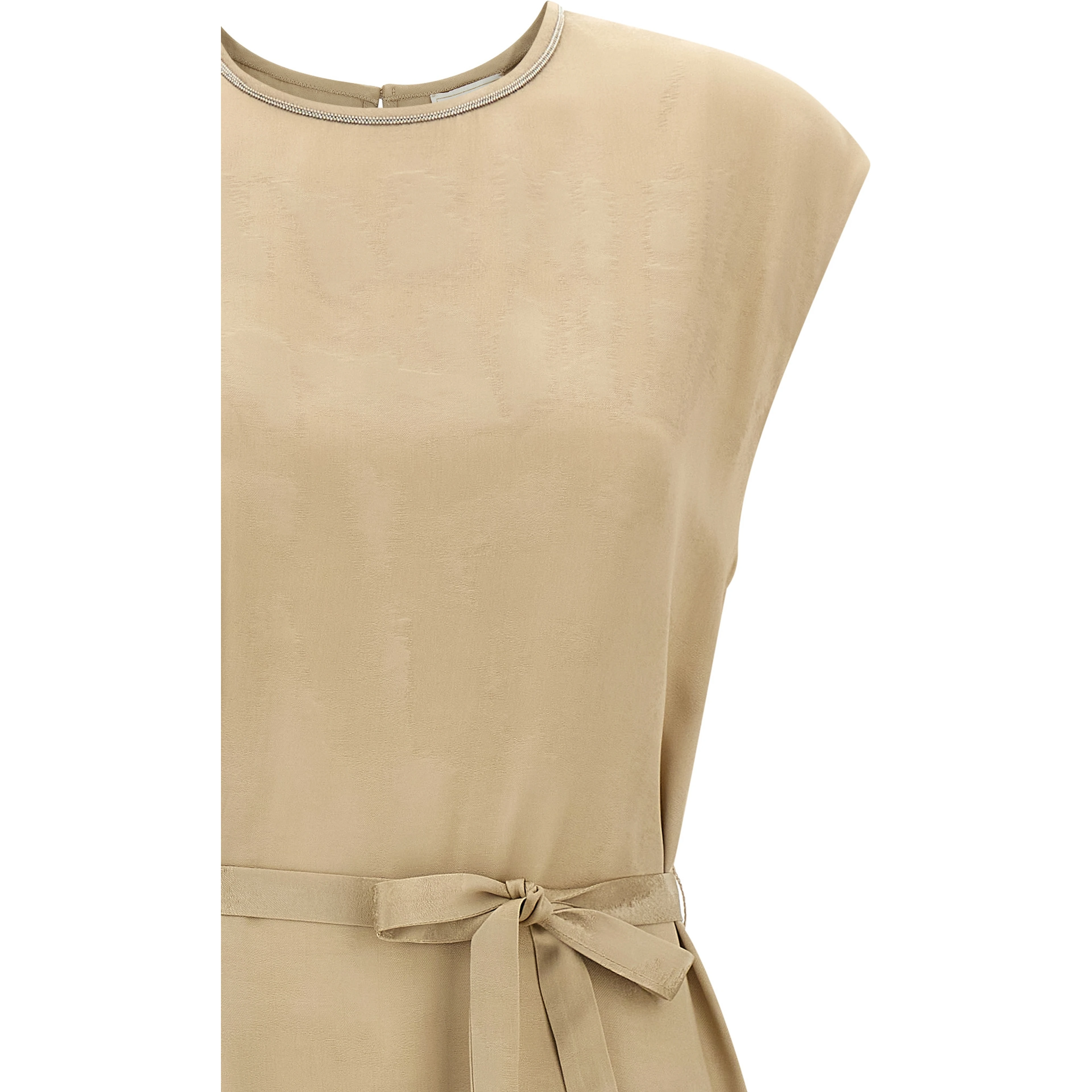 Beige Viscose Midi Dress