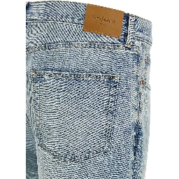 Blue Cotton Straight-Leg Jeans