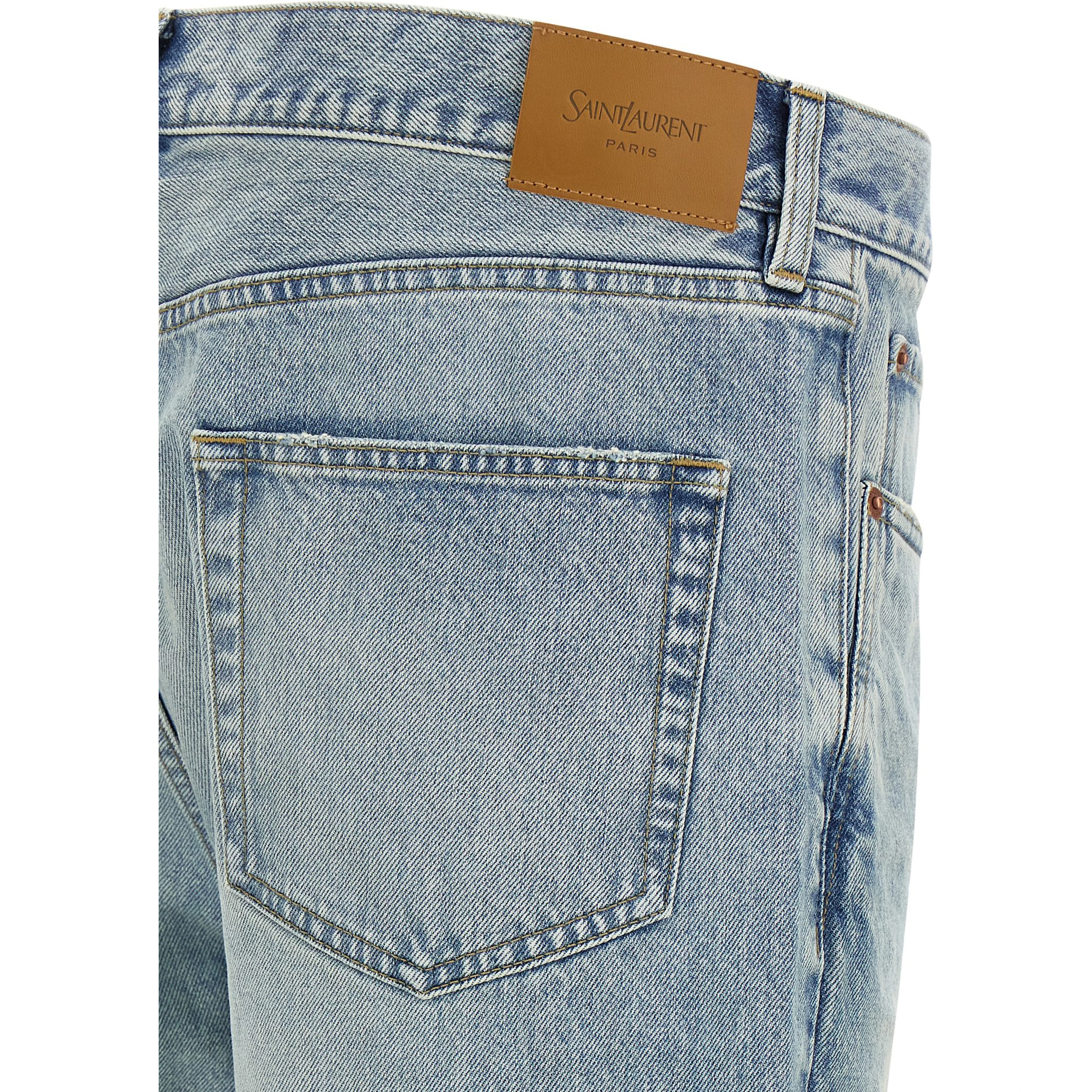 Blue Cotton Straight-Leg Jeans
