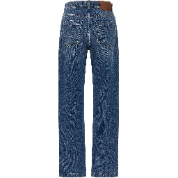 Blue Cotton Straight-Leg Jeans