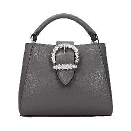 Gray Leather Handbag