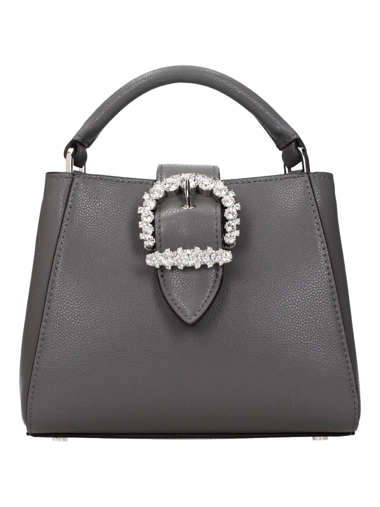 Gray Leather Handbag