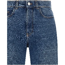 Blue Cotton Straight-Leg Jeans