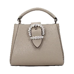 Gray Leather Handbag