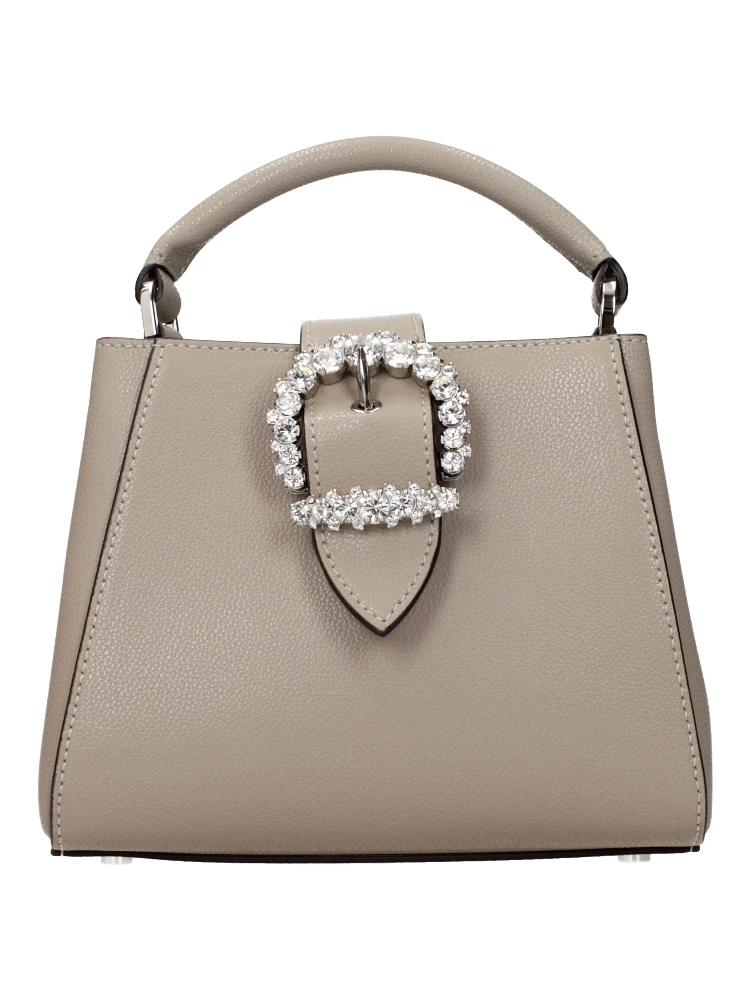 Gray Leather Handbag