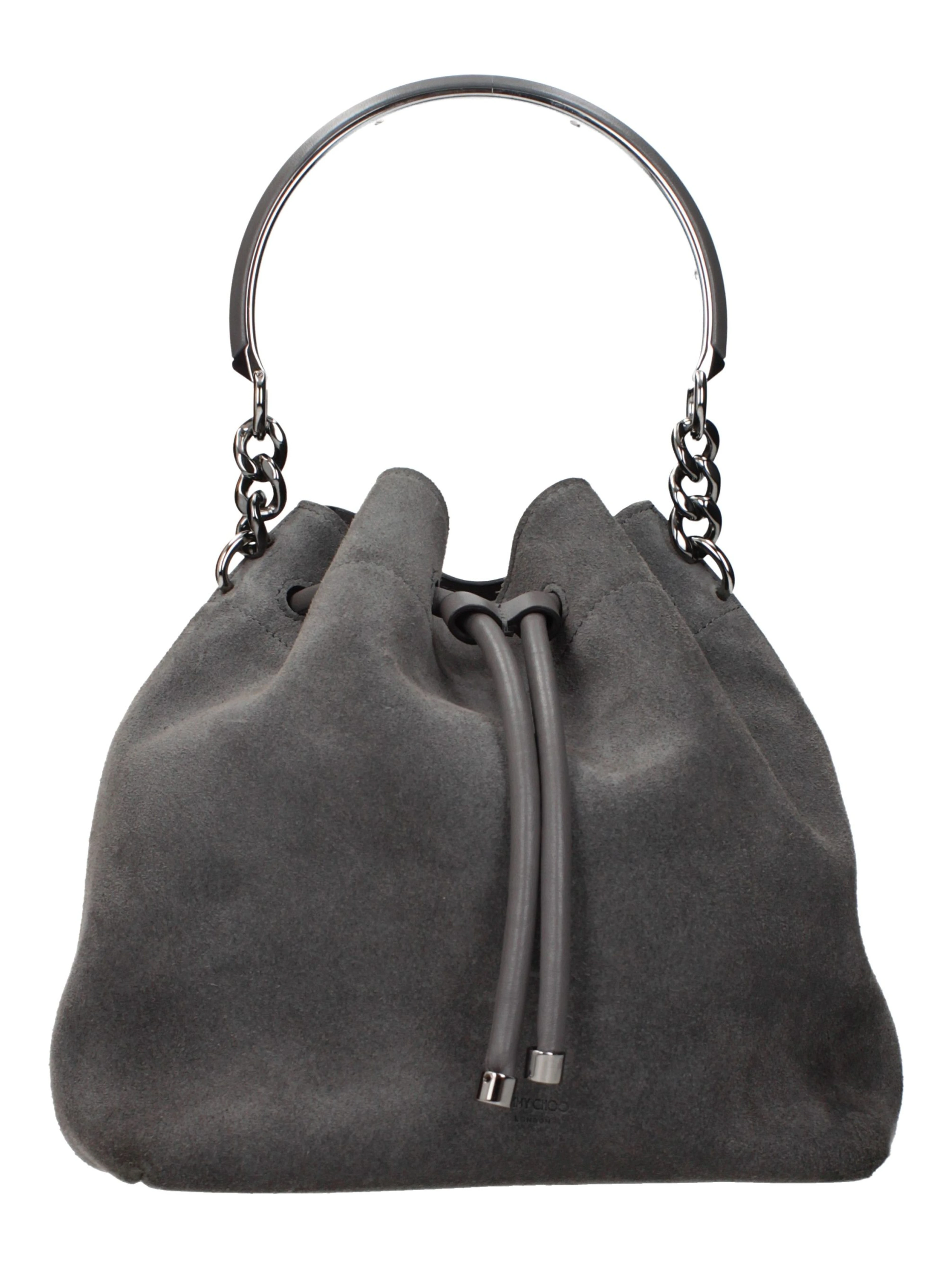 Gray Leather Handbag
