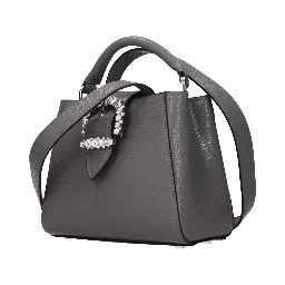 Gray Leather Handbag
