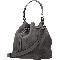 Gray Leather Handbag