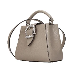 Gray Leather Handbag