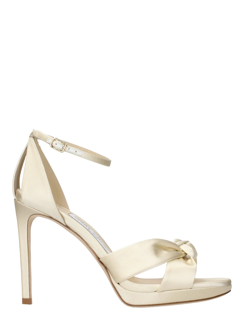 Beige Satin Platform Sandals