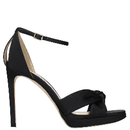 Black Satin Platform Sandals