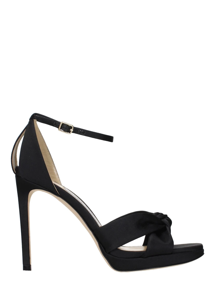 Black Satin Platform Sandals