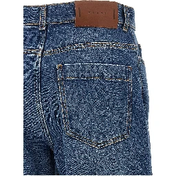 Blue Cotton Straight-Leg Jeans
