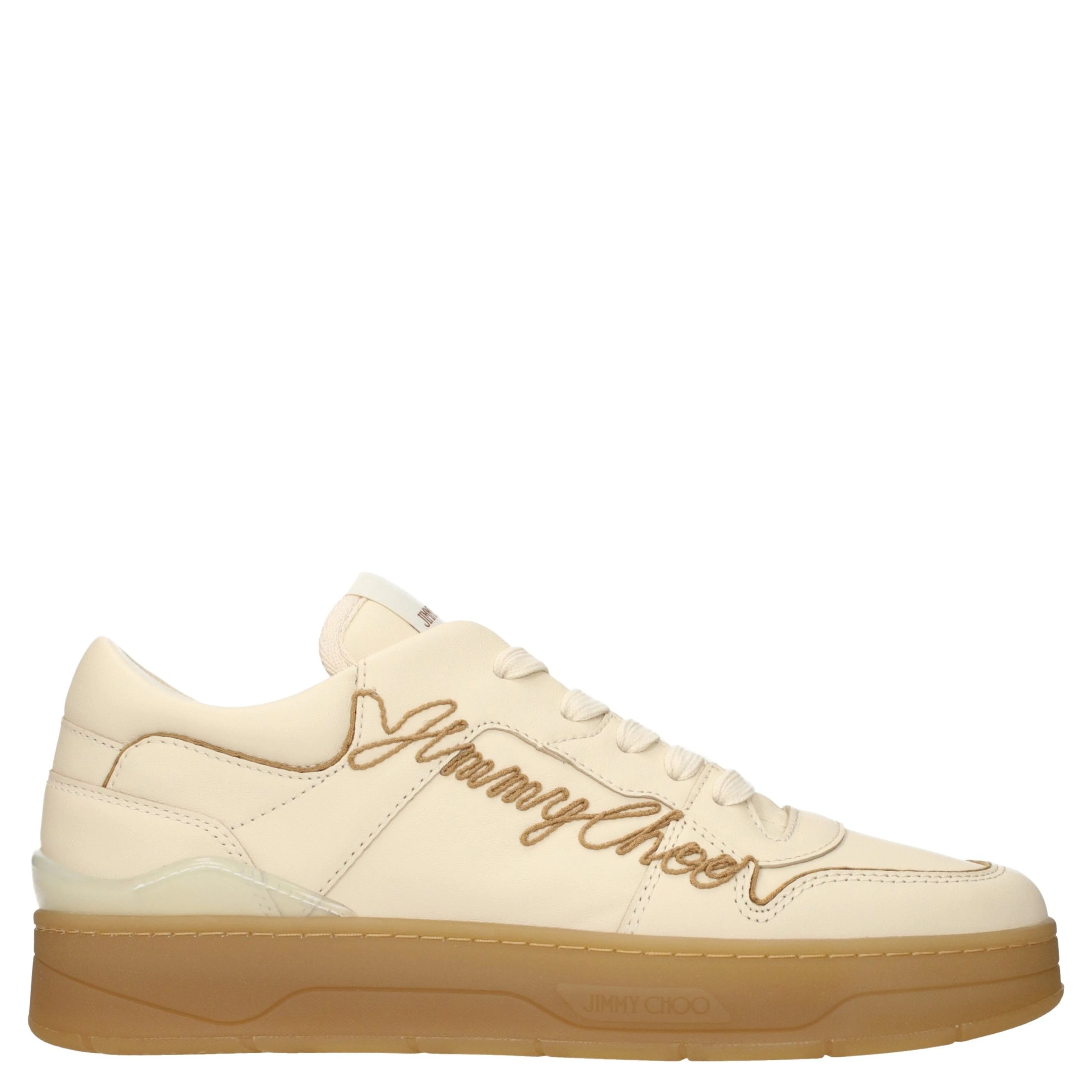 Beige Leather Low Top Sneakers