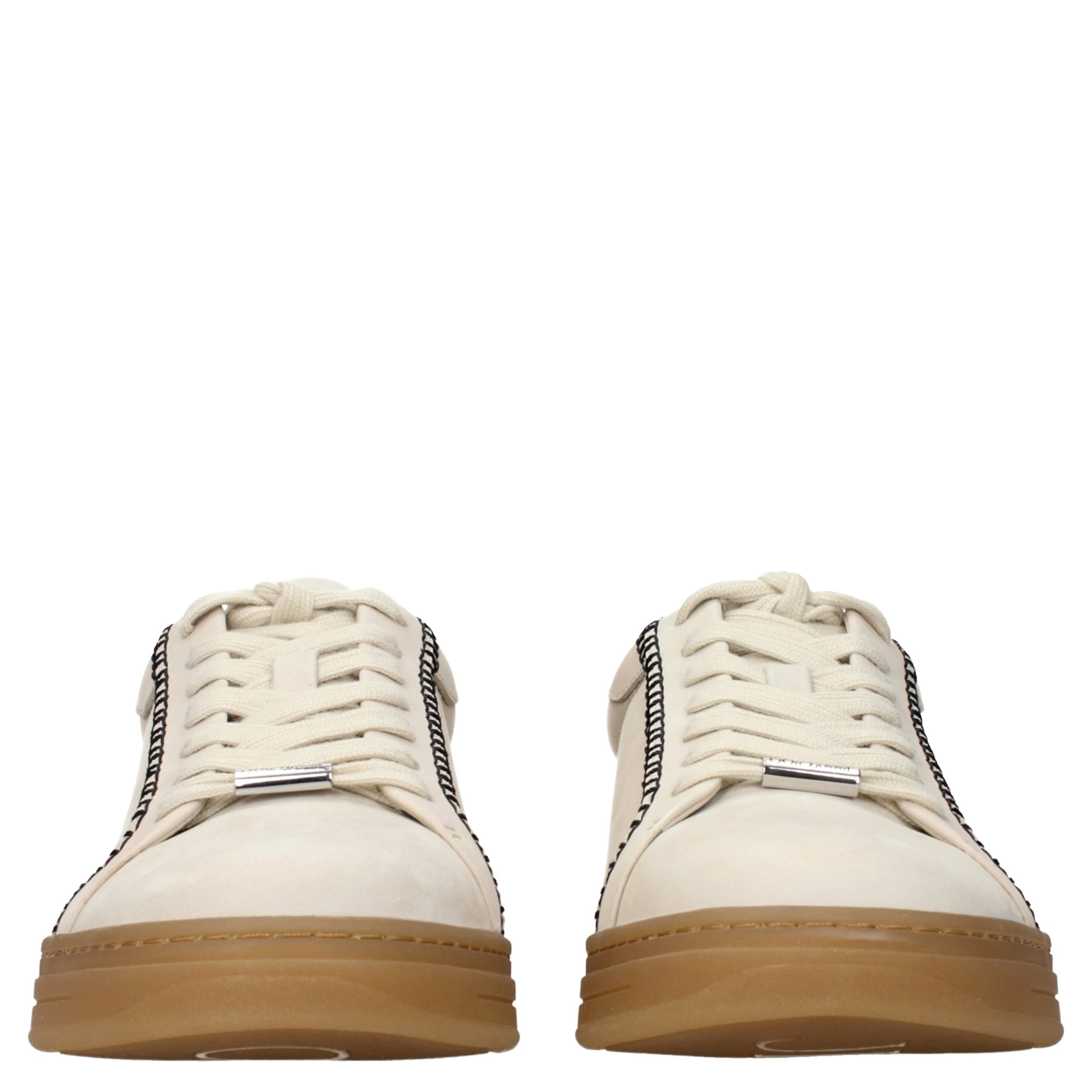 Beige Leather Sneakers