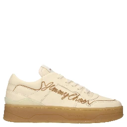 Beige Leather Low Top Sneakers