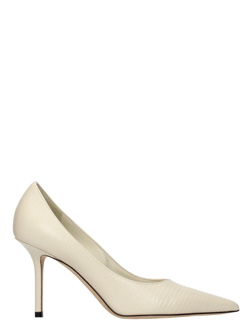 Beige Leather High Heel Pumps