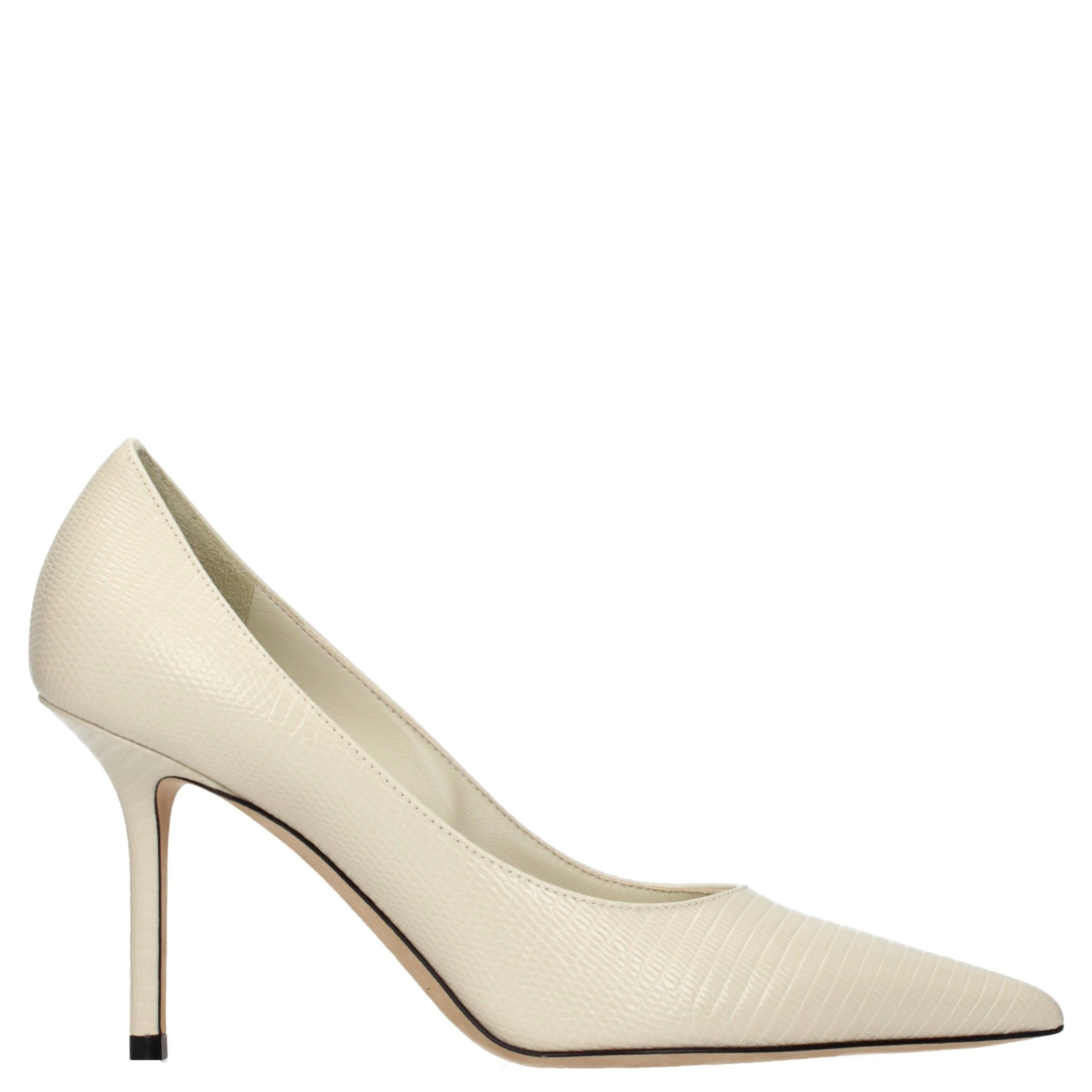 Beige Leather High Heel Pumps