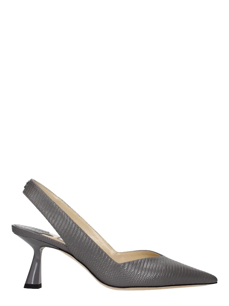 Gray Leather High Heel Pumps