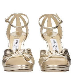 Gold Leather Platform Sandals