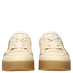 Beige Leather Low Top Sneakers