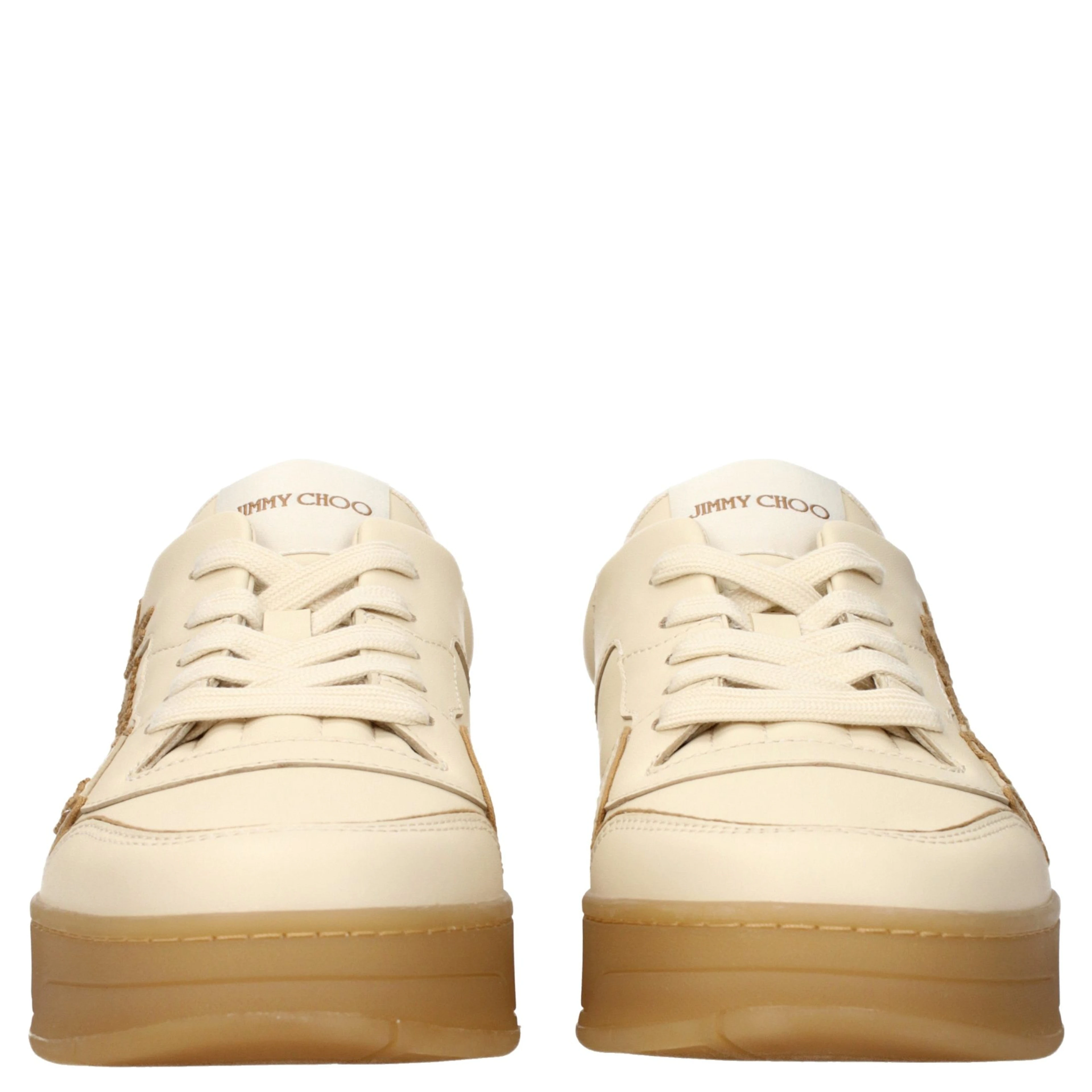 Beige Leather Low Top Sneakers