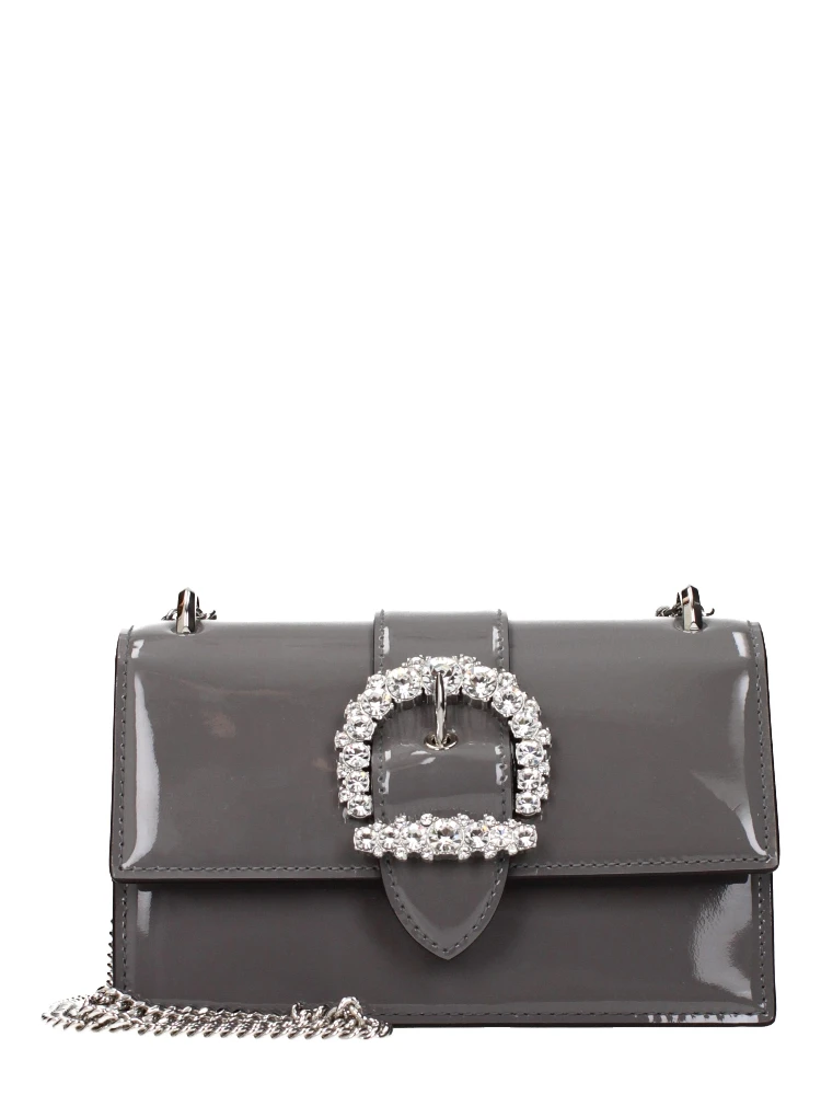 Gray Leather Shoulder Bag