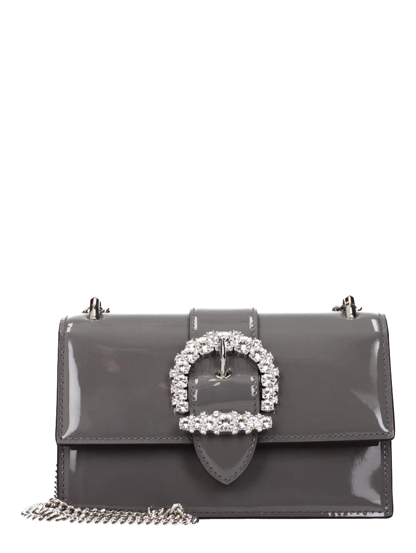 Gray Leather Shoulder Bag
