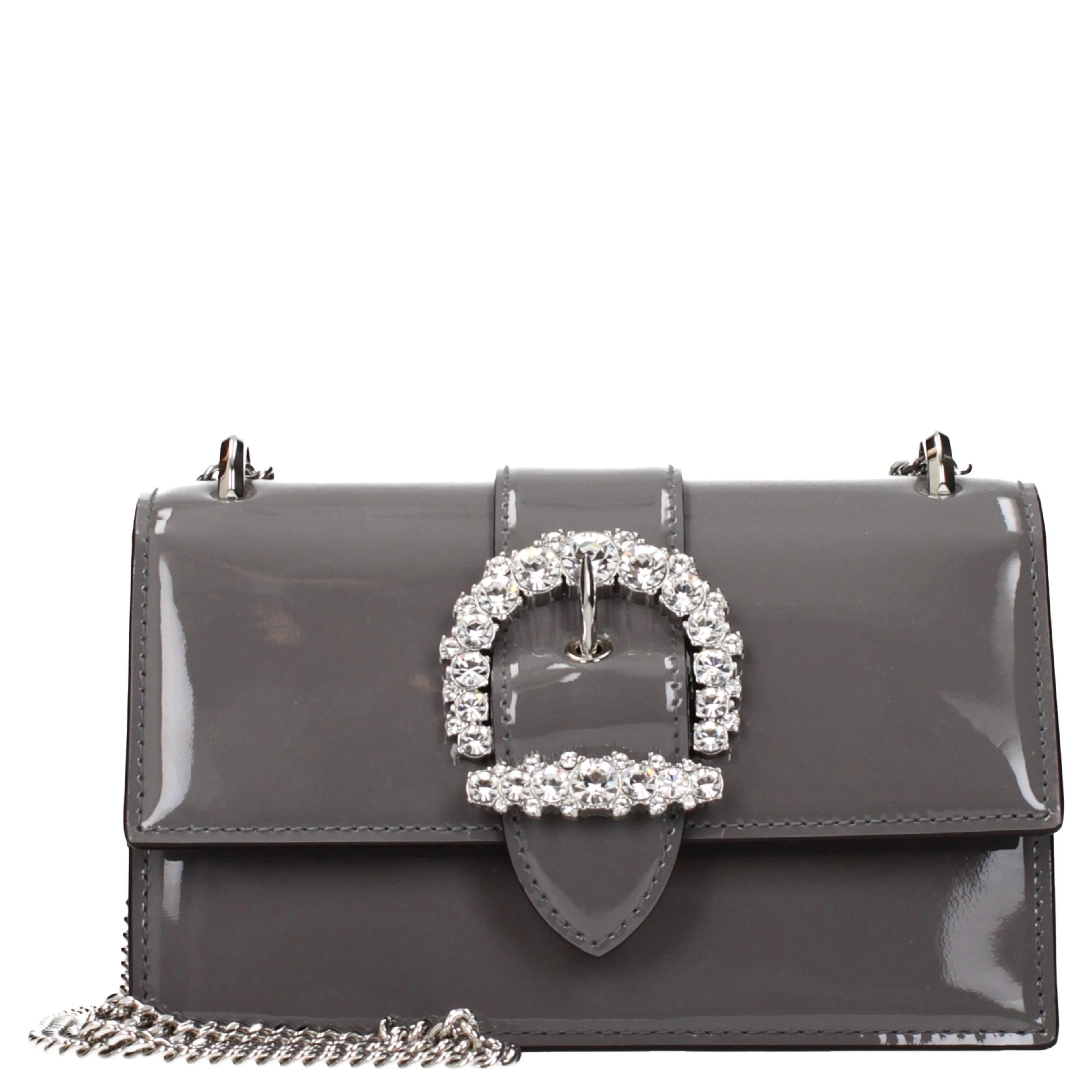 Gray Leather Shoulder Bag