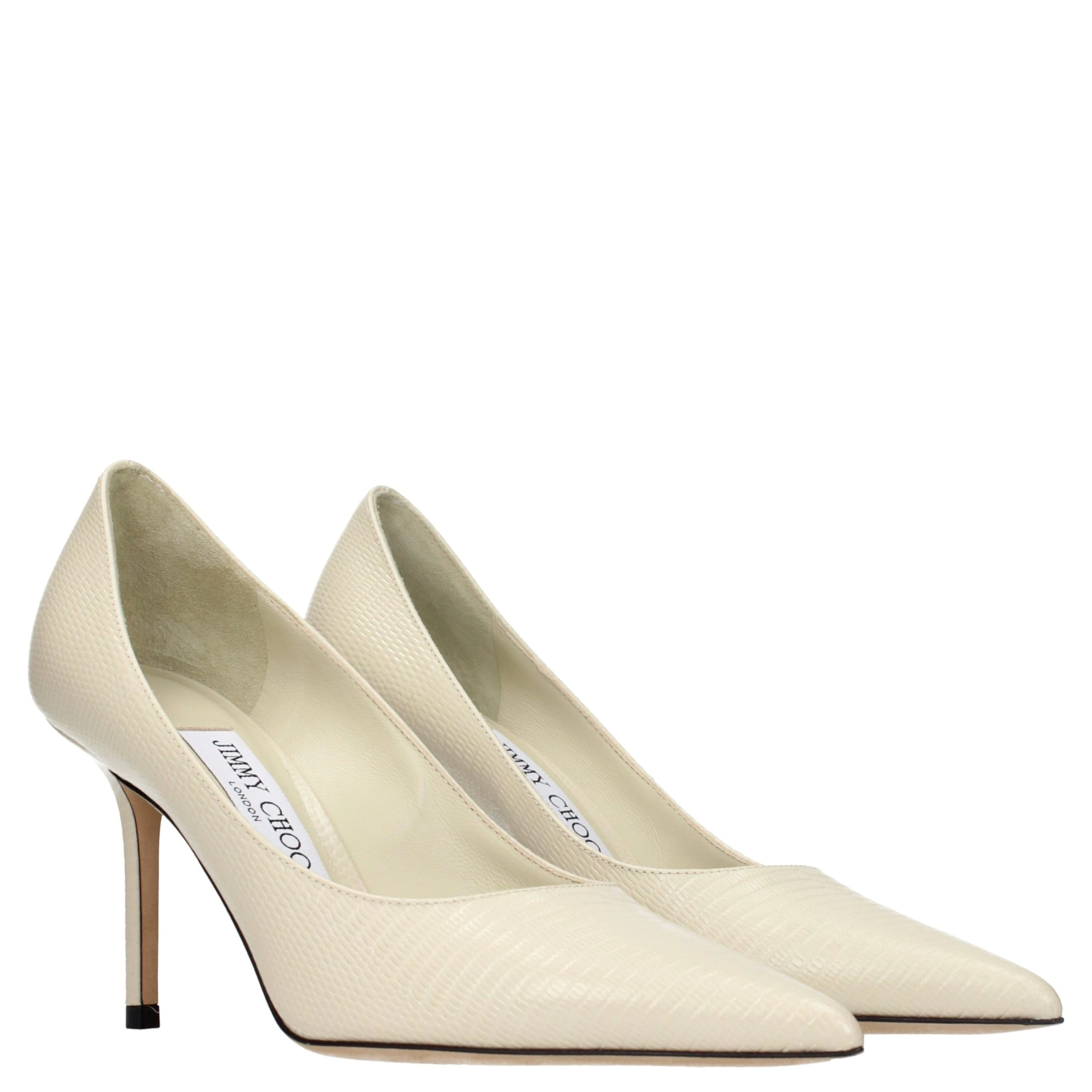 Beige Leather High Heel Pumps