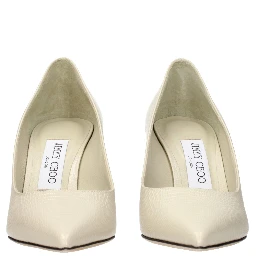 Beige Leather High Heel Pumps