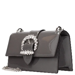 Gray Leather Shoulder Bag
