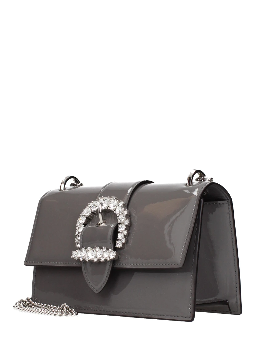 Gray Leather Shoulder Bag