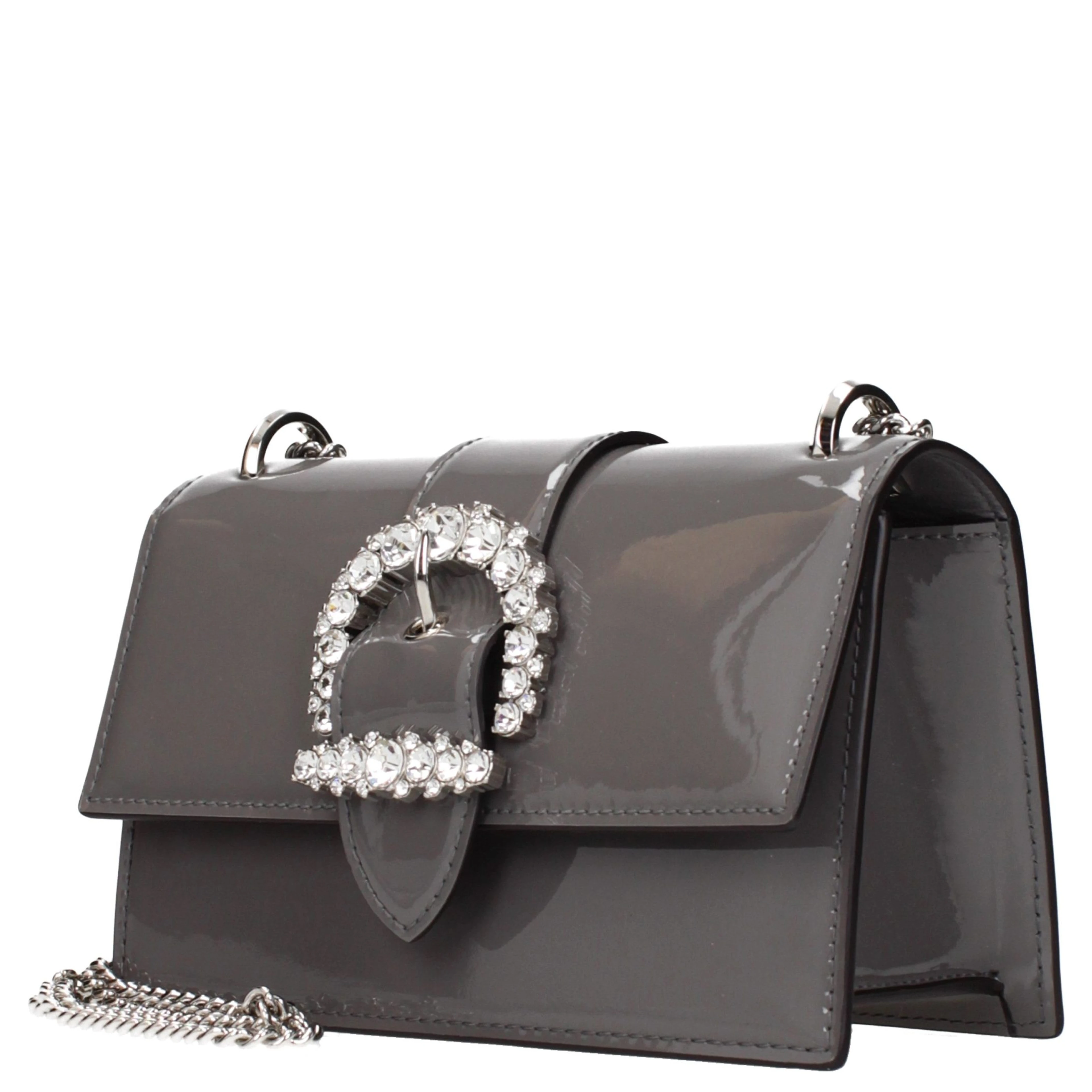 Gray Leather Shoulder Bag