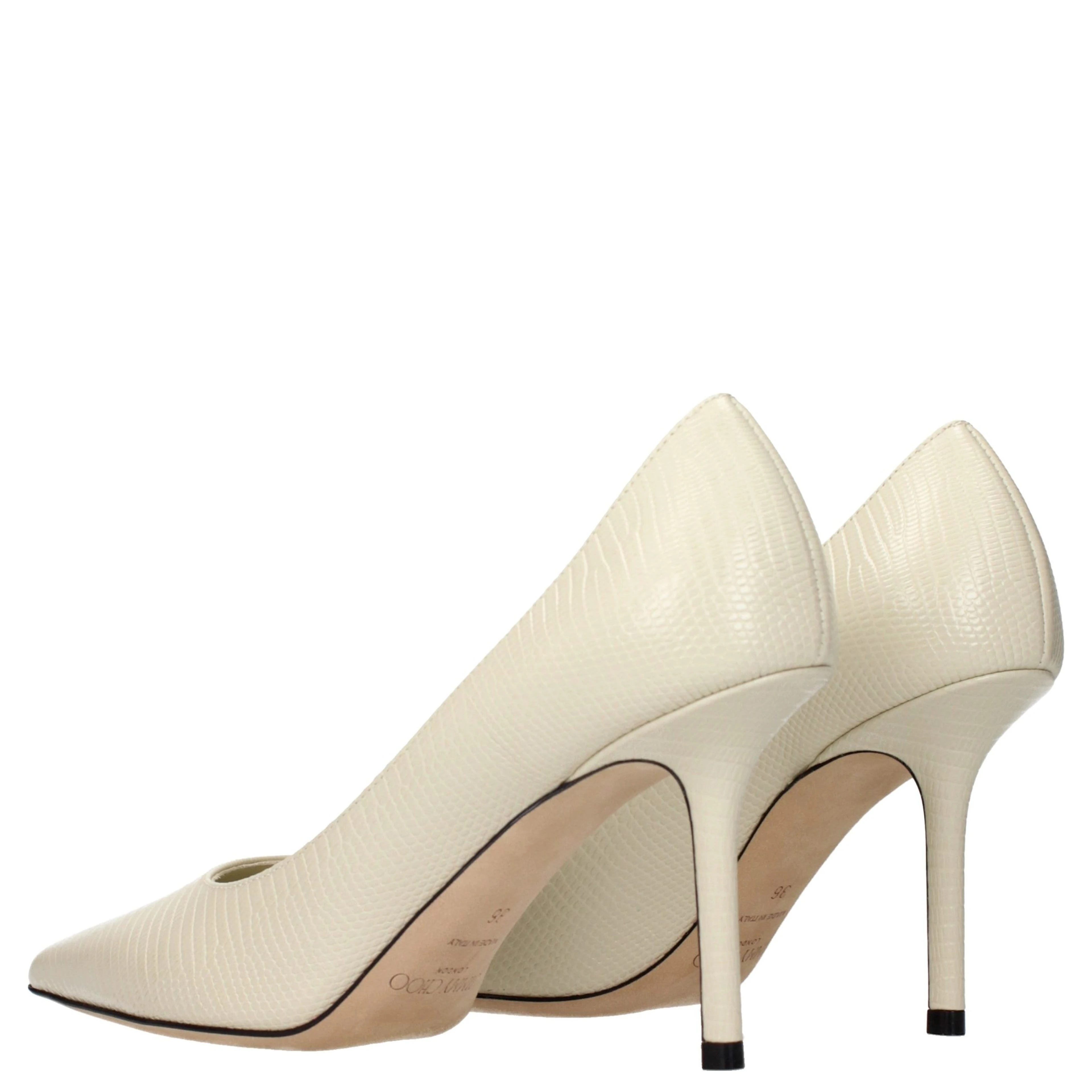 Beige Leather High Heel Pumps