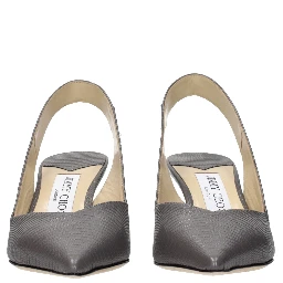 Gray Leather High Heel Pumps