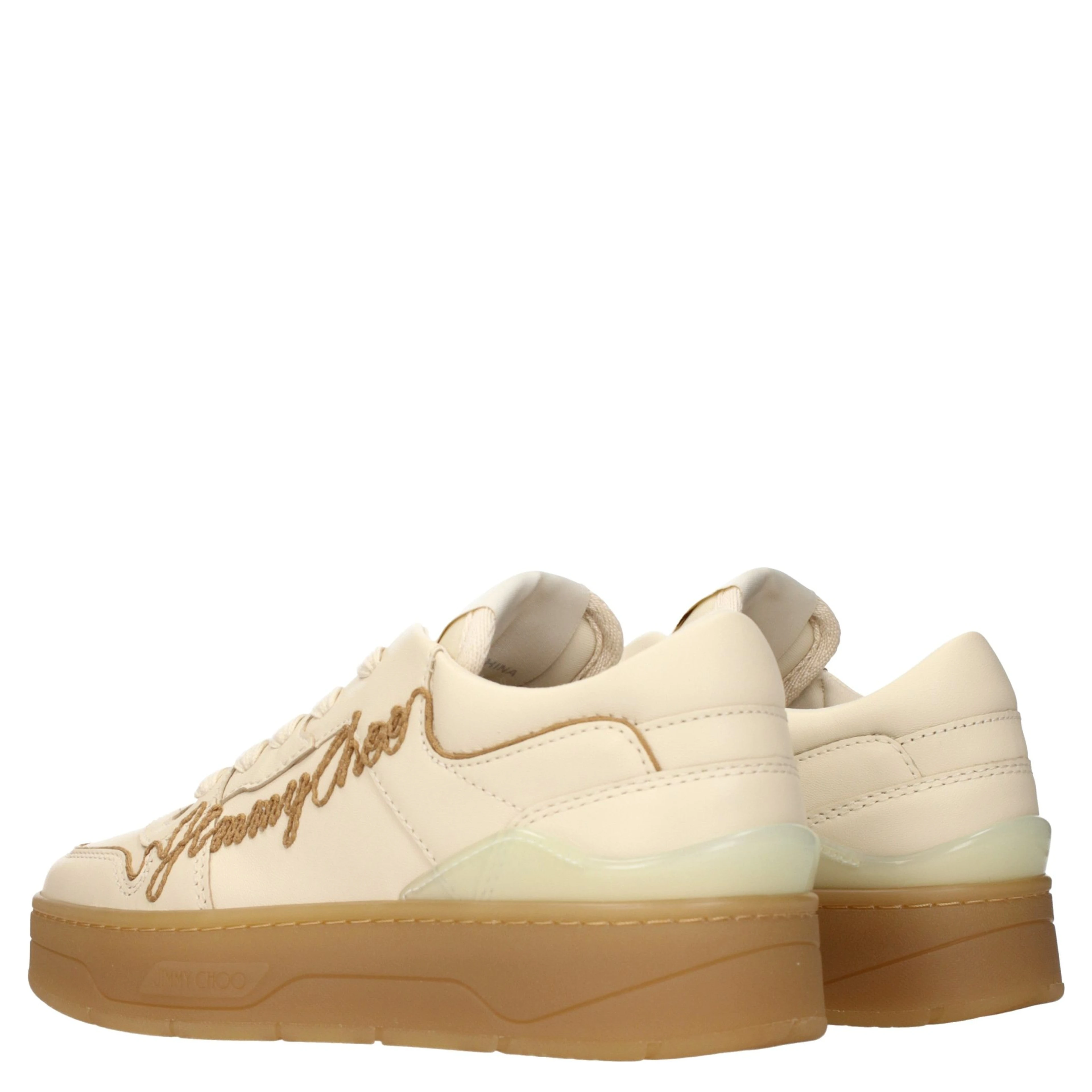 Beige Leather Low Top Sneakers