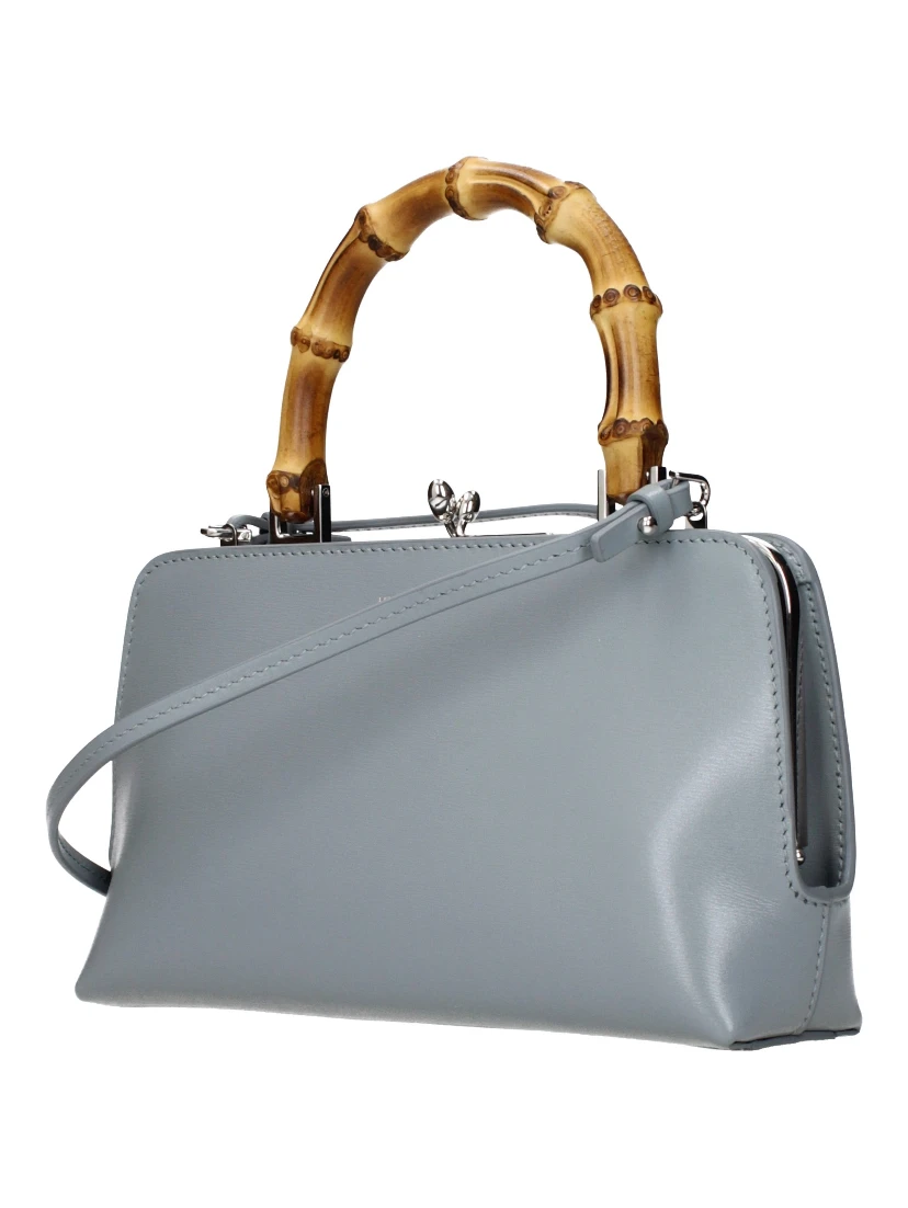 Gray Leather Handbag