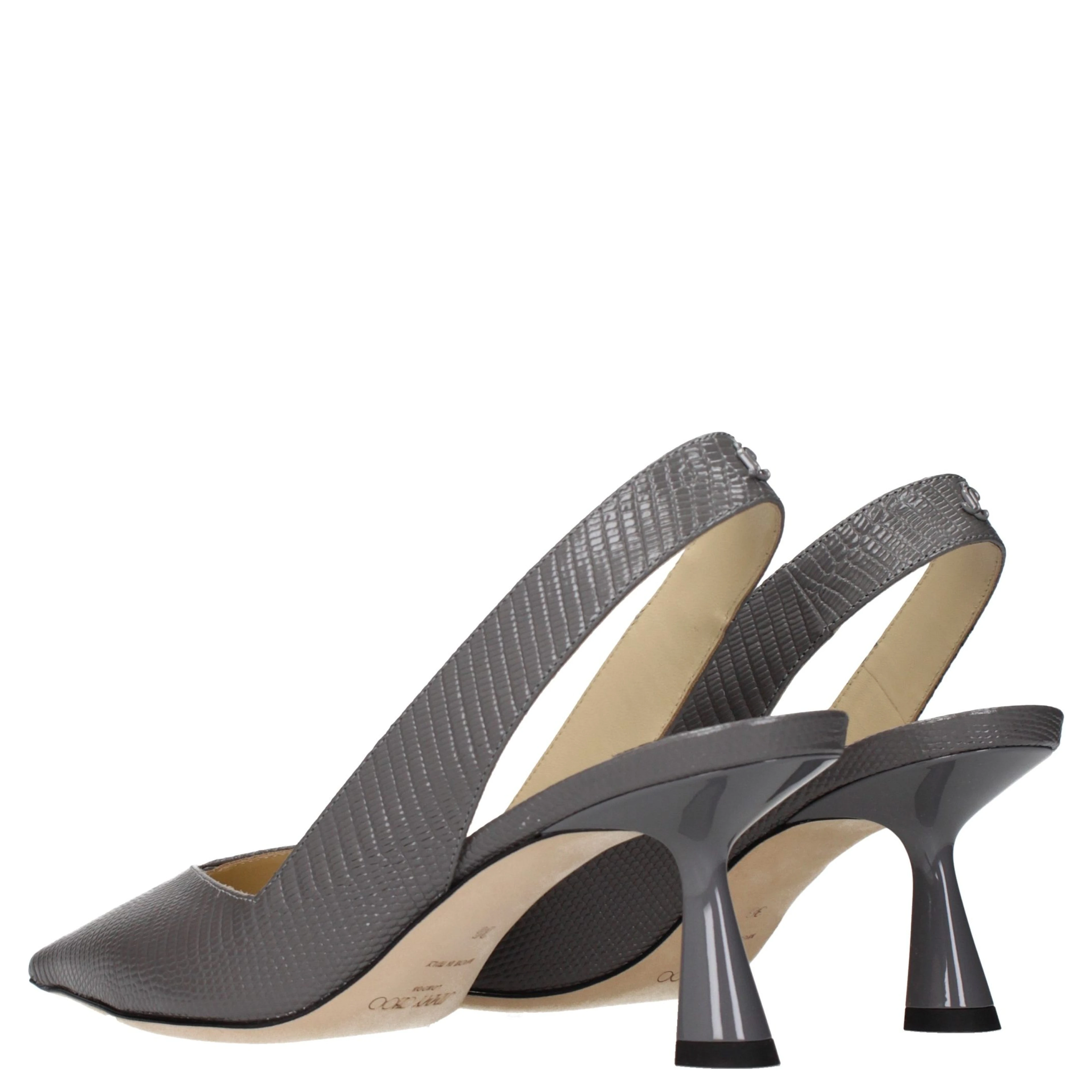 Gray Leather High Heel Pumps
