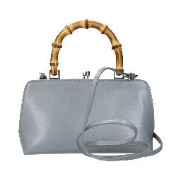 Gray Leather Handbag