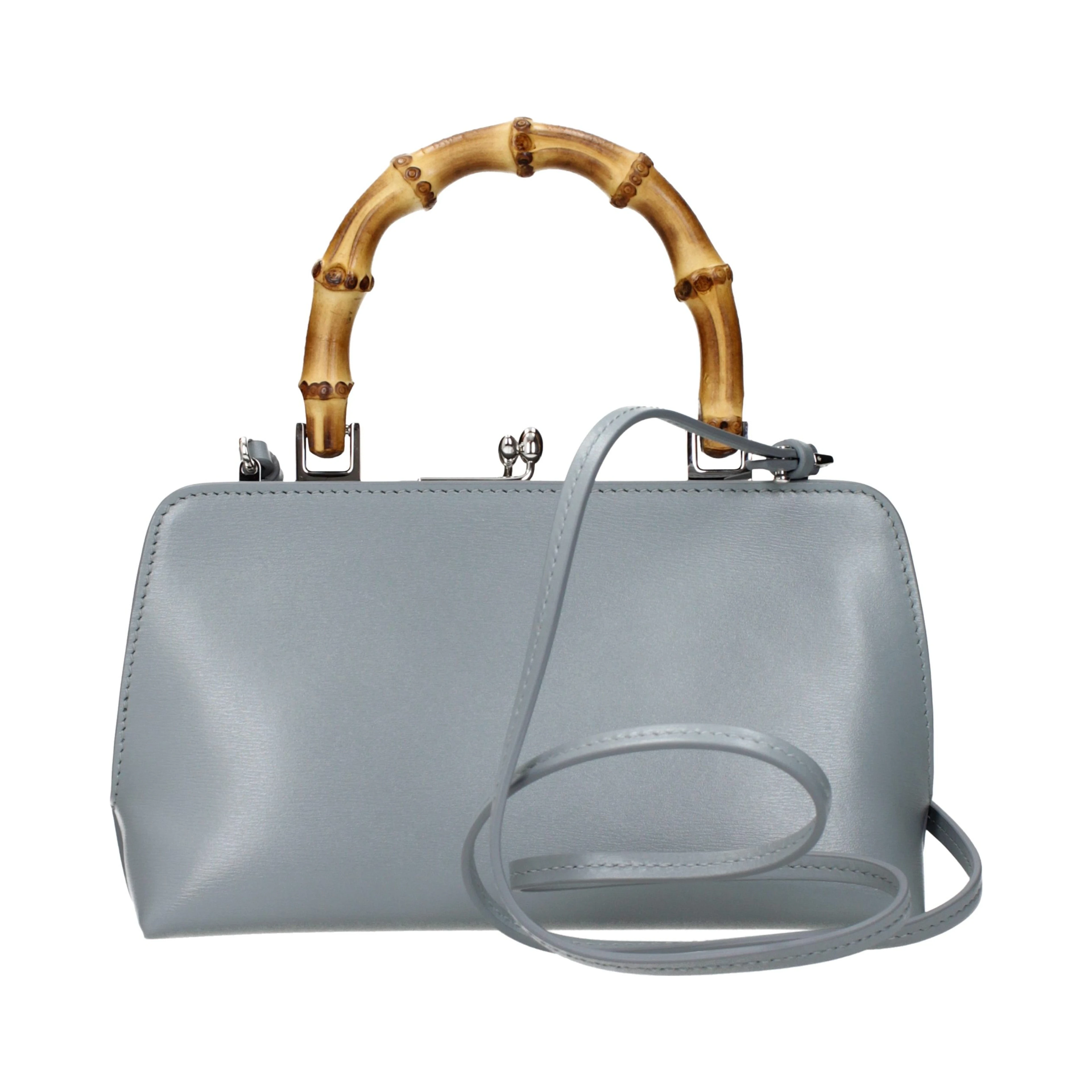 Gray Leather Handbag