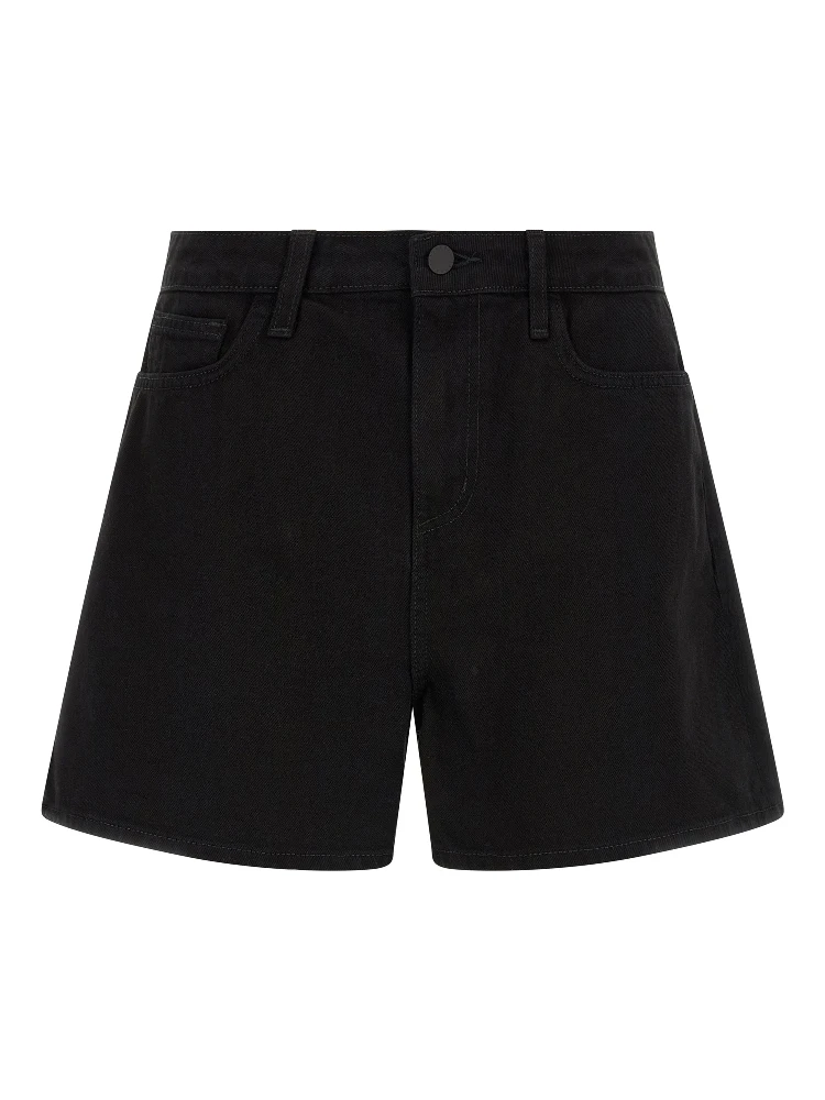 Black Cotton Bermuda Shorts
